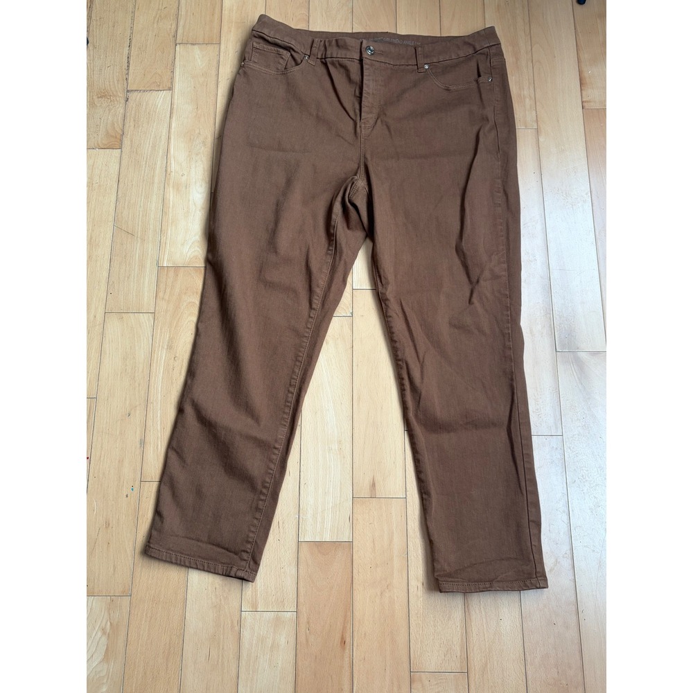 Chico's So Slimming Girlfriend Ankle Pants Women 2.5 Brown Stretch Tapered Leg